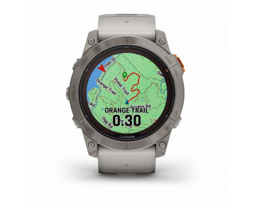 Умные часы Garmin FENIX 7X PRO Sapphire Solar Edition Титановый корпус с дымчато-серым оранжевым ремешком