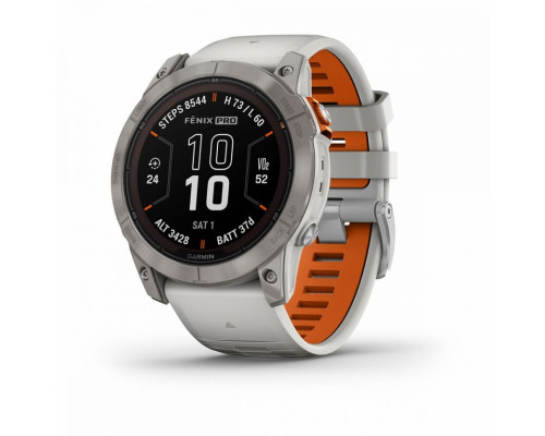 Умные часы Garmin FENIX 7X PRO Sapphire Solar Edition Титановый корпус с дымчато-серым оранжевым ремешком