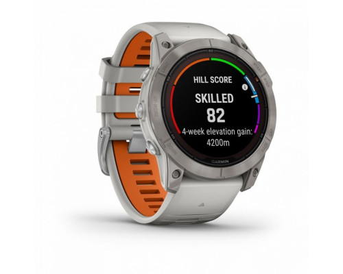 Умные часы Garmin FENIX 7X PRO Sapphire Solar Edition Титановый корпус с дымчато-серым оранжевым ремешком