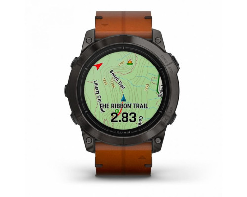 Умные часы Garmin EPIX PRO (Gen 2) Sapphire Edition 51 мм, титановый угольно-серый, DLC, коричневый кожаный ремешок