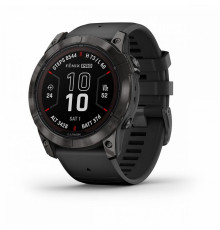 Умные часы Garmin FENIX 7X PRO Sapphire Solar Edition Титановый угольно-серый корпус с DLC-покрытием и черным ремешком