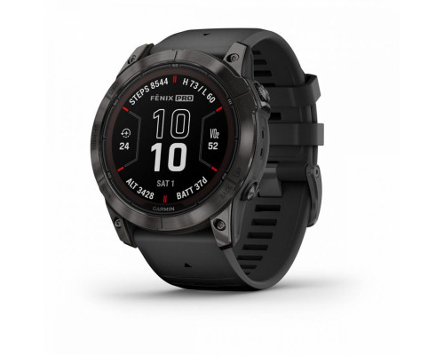 Умные часы Garmin FENIX 7X PRO Sapphire Solar Edition Титановый угольно-серый корпус с DLC-покрытием и черным ремешком