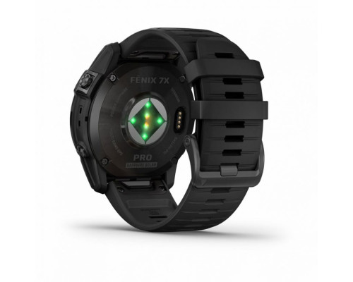 Умные часы Garmin FENIX 7X PRO Sapphire Solar Edition Титановый угольно-серый корпус с DLC-покрытием и черным ремешком