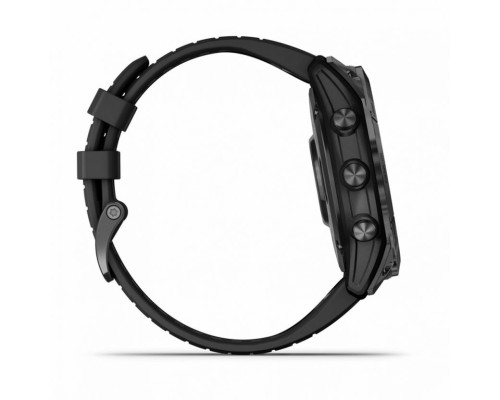 Умные часы Garmin FENIX 7X PRO Sapphire Solar Edition Титановый угольно-серый корпус с DLC-покрытием и черным ремешком