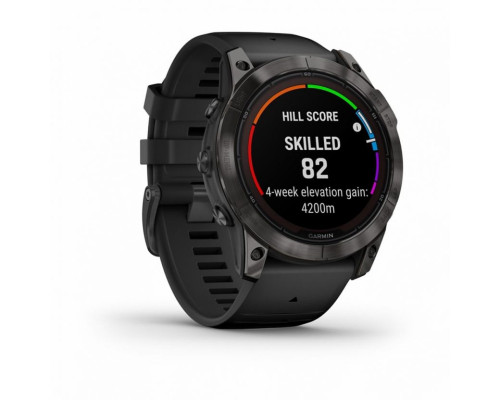 Умные часы Garmin FENIX 7X PRO Sapphire Solar Edition Титановый угольно-серый корпус с DLC-покрытием и черным ремешком