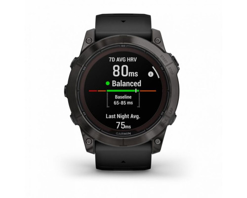 Умные часы Garmin FENIX 7X PRO Sapphire Solar Edition Титановый угольно-серый корпус с DLC-покрытием и черным ремешком