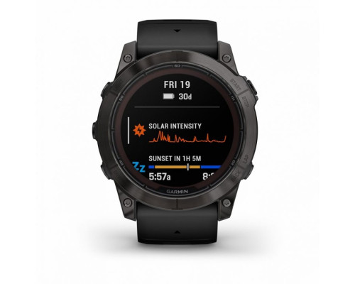 Умные часы Garmin FENIX 7X PRO Sapphire Solar Edition Титановый угольно-серый корпус с DLC-покрытием и черным ремешком