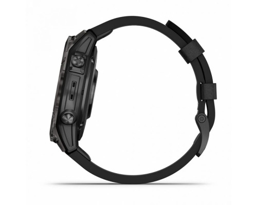 Умные часы Garmin EPIX PRO (Gen 2) Sapphire Edition 47 мм, титановый, угольно-серый DLC, черный кожаный ремешок