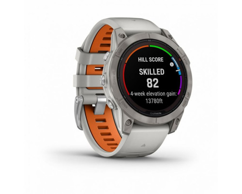 Умные часы Garmin FENIX 7 PRO Sapphire Solar титановый серый с серо-оранжевым ремешком