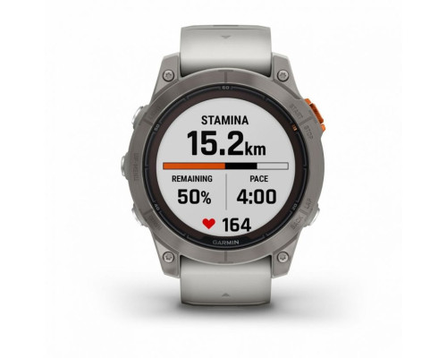 Умные часы Garmin FENIX 7 PRO Sapphire Solar титановый серый с серо-оранжевым ремешком