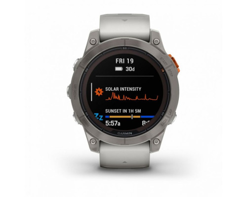 Умные часы Garmin FENIX 7 PRO Sapphire Solar титановый серый с серо-оранжевым ремешком