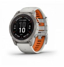 Умные часы Garmin FENIX 7 PRO Sapphire Solar титановый серый с серо-оранжевым ремешком