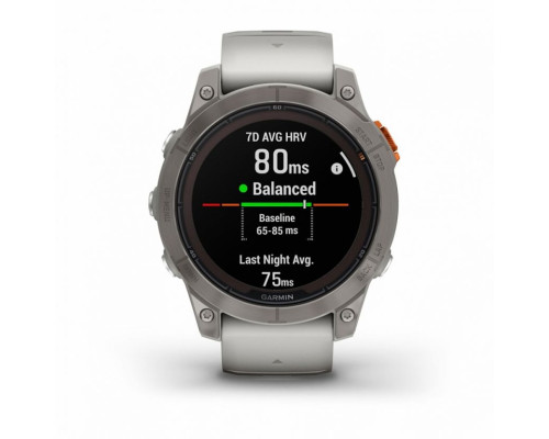 Умные часы Garmin FENIX 7 PRO Sapphire Solar титановый серый с серо-оранжевым ремешком