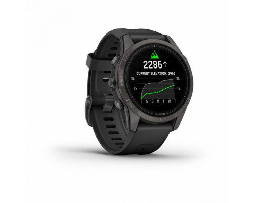 Умные часы Garmin EPIX PRO (Gen 2) Sapphire Edition 42 мм, титановый, угольно-серый, DLC, черный ремешок