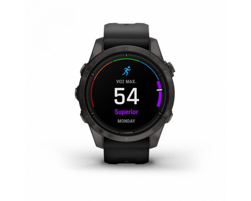 Умные часы Garmin EPIX PRO (Gen 2) Sapphire Edition 42 мм, титановый, угольно-серый, DLC, черный ремешок