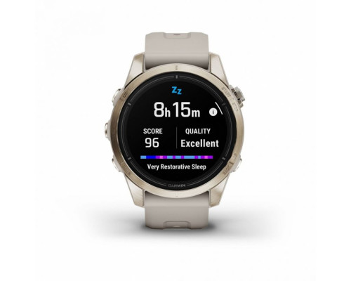 Умные часы Garmin EPIX PRO (Gen 2) Sapphire Edition 42 мм, золотистый корпус со светло-песочным ремешком