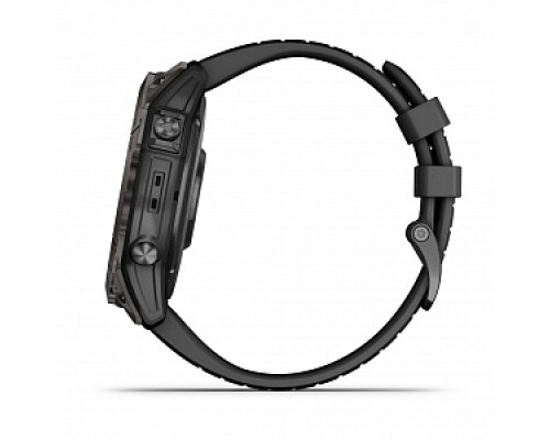 Умные часы Garmin EPIX PRO (Gen 2) Sapphire Edition 51 мм, титановый угольно-серый, DLC, черный силиконовый ремешок