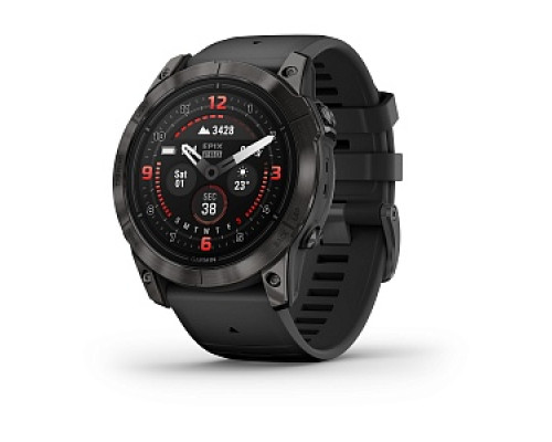 Умные часы Garmin EPIX PRO (Gen 2) Sapphire Edition 51 мм, титановый угольно-серый, DLC, черный силиконовый ремешок