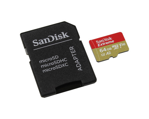 Карта памяти SanDisk Extreme microSDXC 64 Гб V30, UHS-I Class 3 (U3), Class 10 (SDSQXA2-064G-GN6MA)