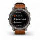 Умные часы Garmin FENIX 7 PRO Sapphire Solar титановый серый с коричневым кожаным ремешком