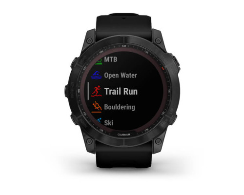 Умные часы Garmin Fenix 7X Sapphire Solar титановый черный DLC с силиконовым ремешком