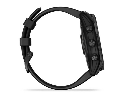 Умные часы Garmin Fenix 7X Sapphire Solar титановый черный DLC с силиконовым ремешком