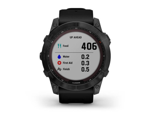 Умные часы Garmin Fenix 7X Sapphire Solar титановый черный DLC с силиконовым ремешком