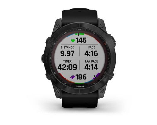 Умные часы Garmin Fenix 7X Sapphire Solar титановый черный DLC с силиконовым ремешком