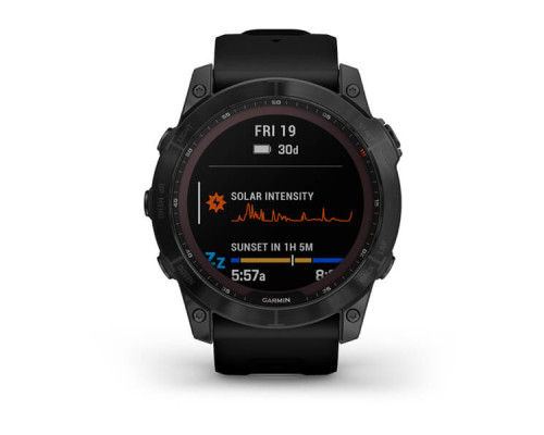 Умные часы Garmin Fenix 7X Sapphire Solar титановый черный DLC с силиконовым ремешком