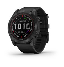 Умные часы Garmin Fenix 7X Sapphire Solar титановый черный DLC с силиконовым ремешком