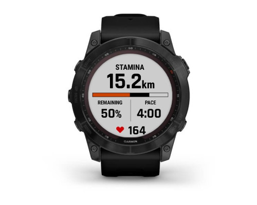 Умные часы Garmin Fenix 7X Sapphire Solar титановый черный DLC с силиконовым ремешком