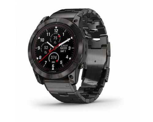 Умные часы Garmin FENIX 7X PRO Sapphire Solar Edition Титановый угольно-серый корпус с DLC-покрытием и титановым браслетом