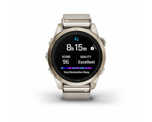 Умные часы Garmin EPIX PRO (Gen 2) Sapphire Edition 42 мм, золотистый корпус с нейлоновым ремешком сливочного цвета